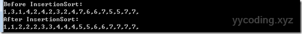 Output of insertion sort Output of insertion sort